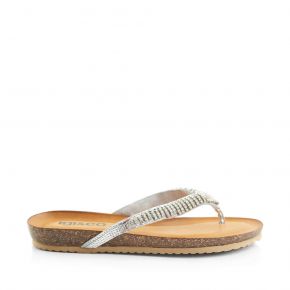 52217 Flat Thong Sandal With Crystals