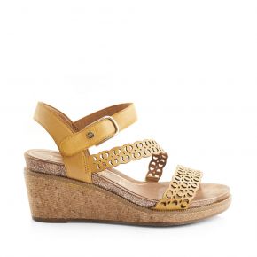 52213 High Wedge Asymmetrical Laser Cut Sandal